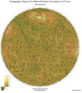 Image of Maxwell/Alpha Hemisphere of Venus topo map