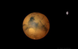 Image of Mars and its moon Deimos
